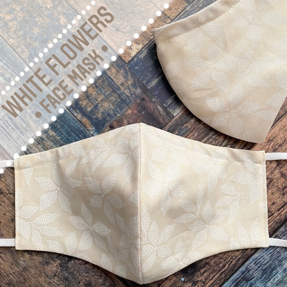 Cloth Face Masks - White Flowers